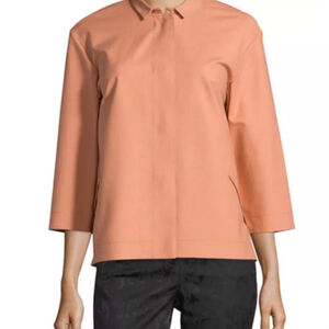 Lafayette 148 New York Claudette orange structured jacket blazer 3/4 sleeves M